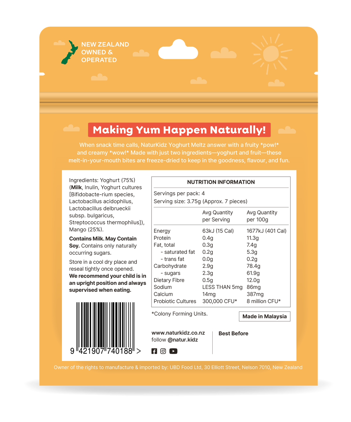 【NaturKidz】Mango Yoghurt Meltz 15g