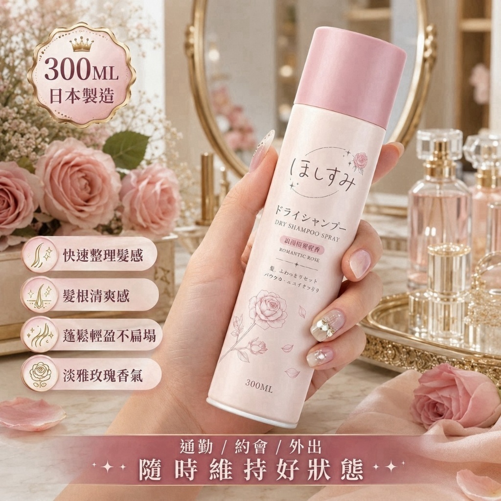 WSBB12512  日本製- ほしすみ 薔葳玫瑰乾洗髮噴霧 300ML（10月上旬）