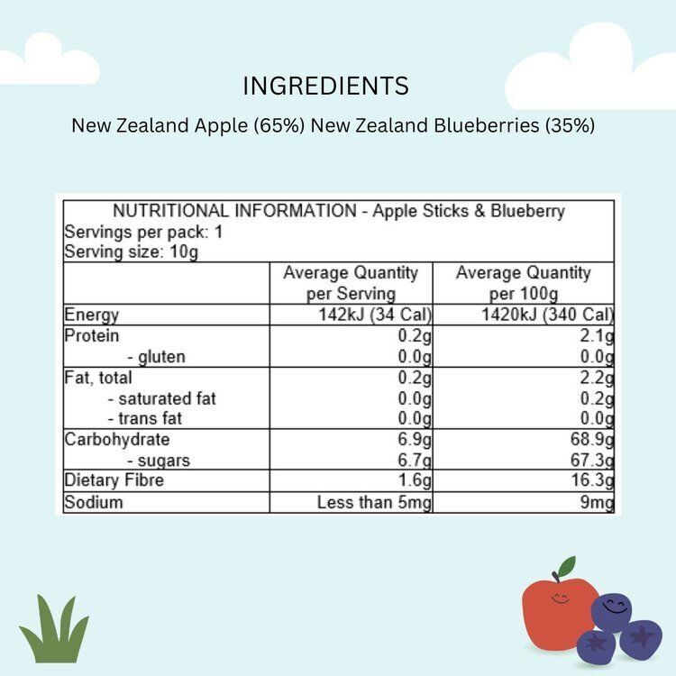 【NaturKidz】Fruit Crispz Apple Sticks and Blueberry (12+ Months) 10g
