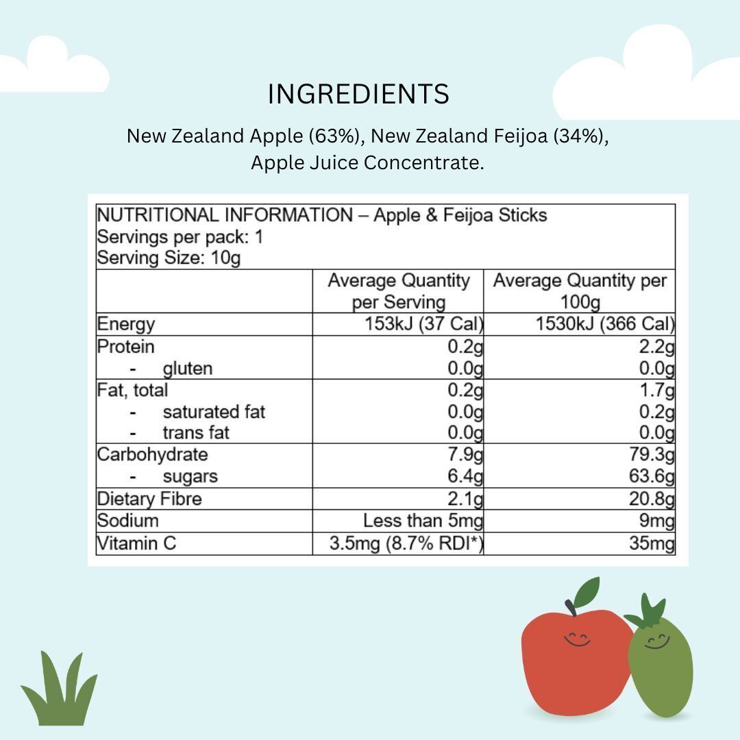 【NaturKidz】Fruit Crispz Apple and Feijoa Sticks (12+ Months) 10g
