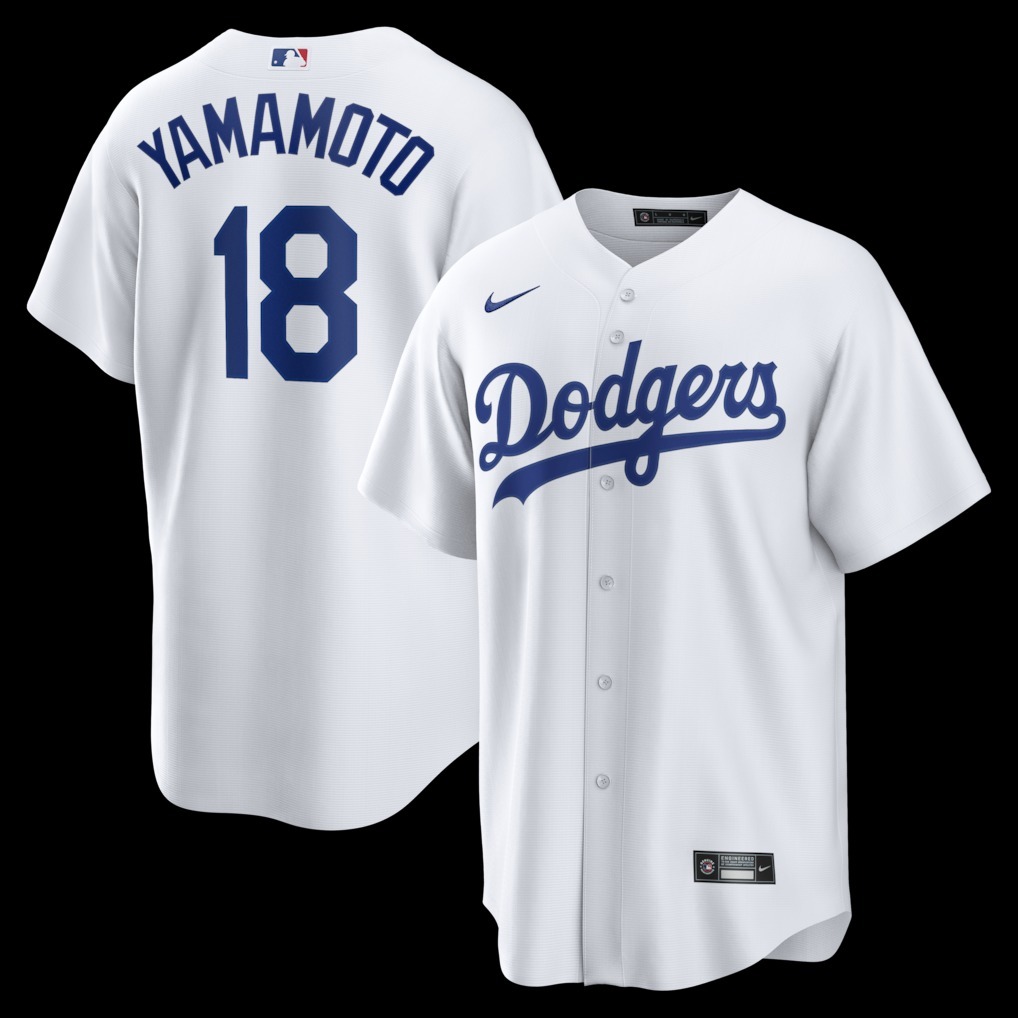 MLB球衣 Yoshinobu Yamamoto 洛杉磯道奇白 山本由伸 Home Nike Replica Player Name Jersey 球迷版 熱轉印 全新