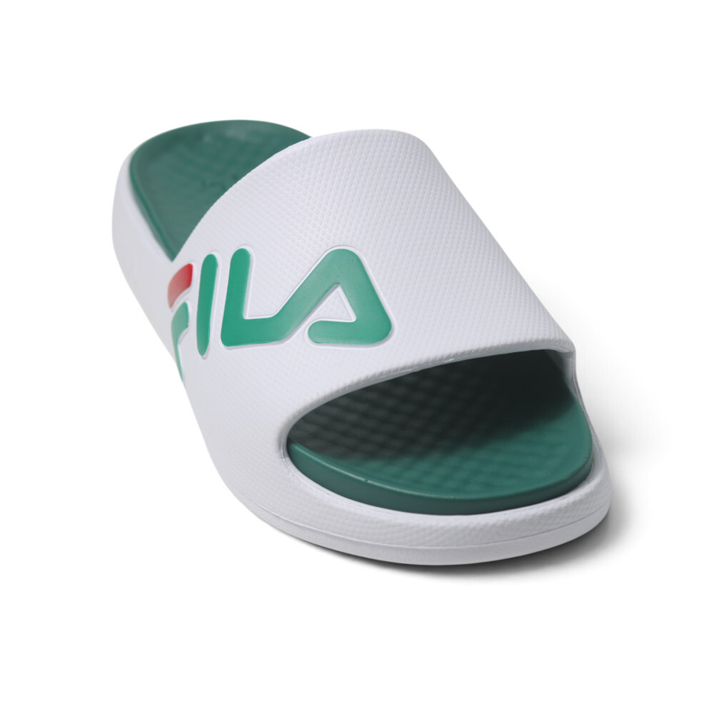 FILA 拖鞋 白綠 大LOGO 足弓支撐 防水 厚底拖鞋 男女 4S351Z166