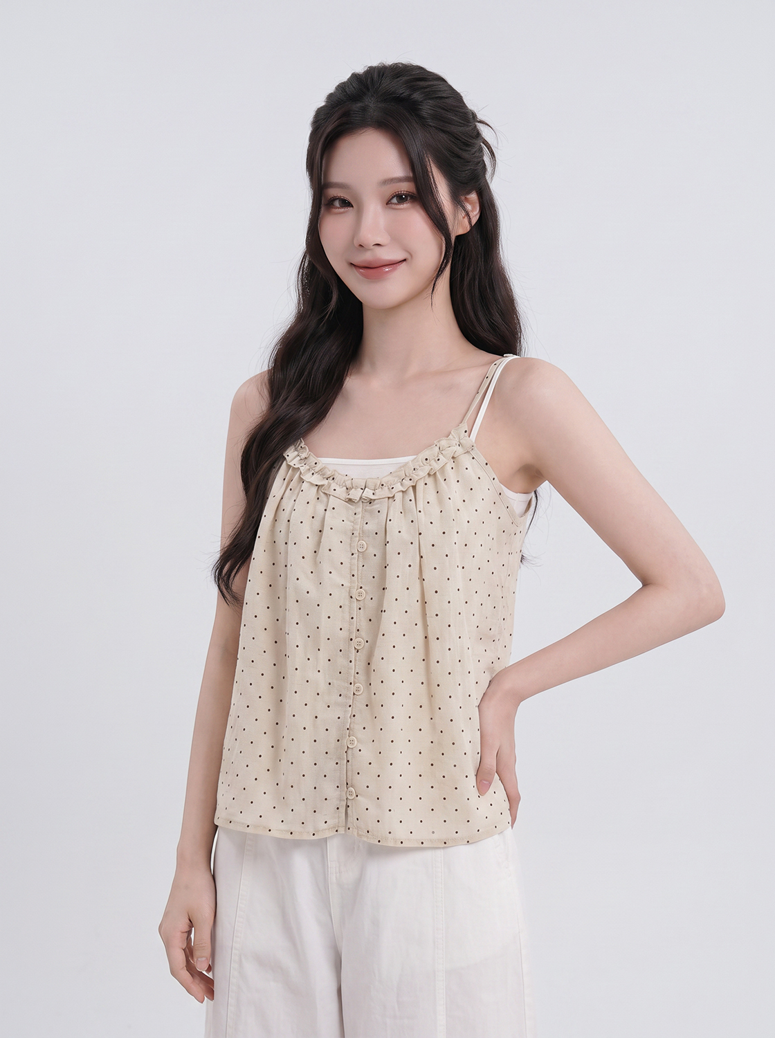 兩件式波點無袖吊帶