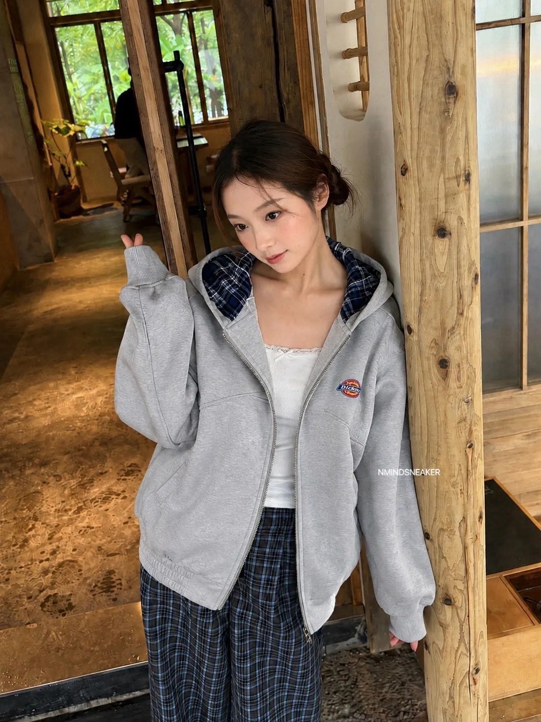 <神仙穿搭外套✨!!>DICKIES  BOXY 美式復古 格子撞色 解構 連帽 外套 三色