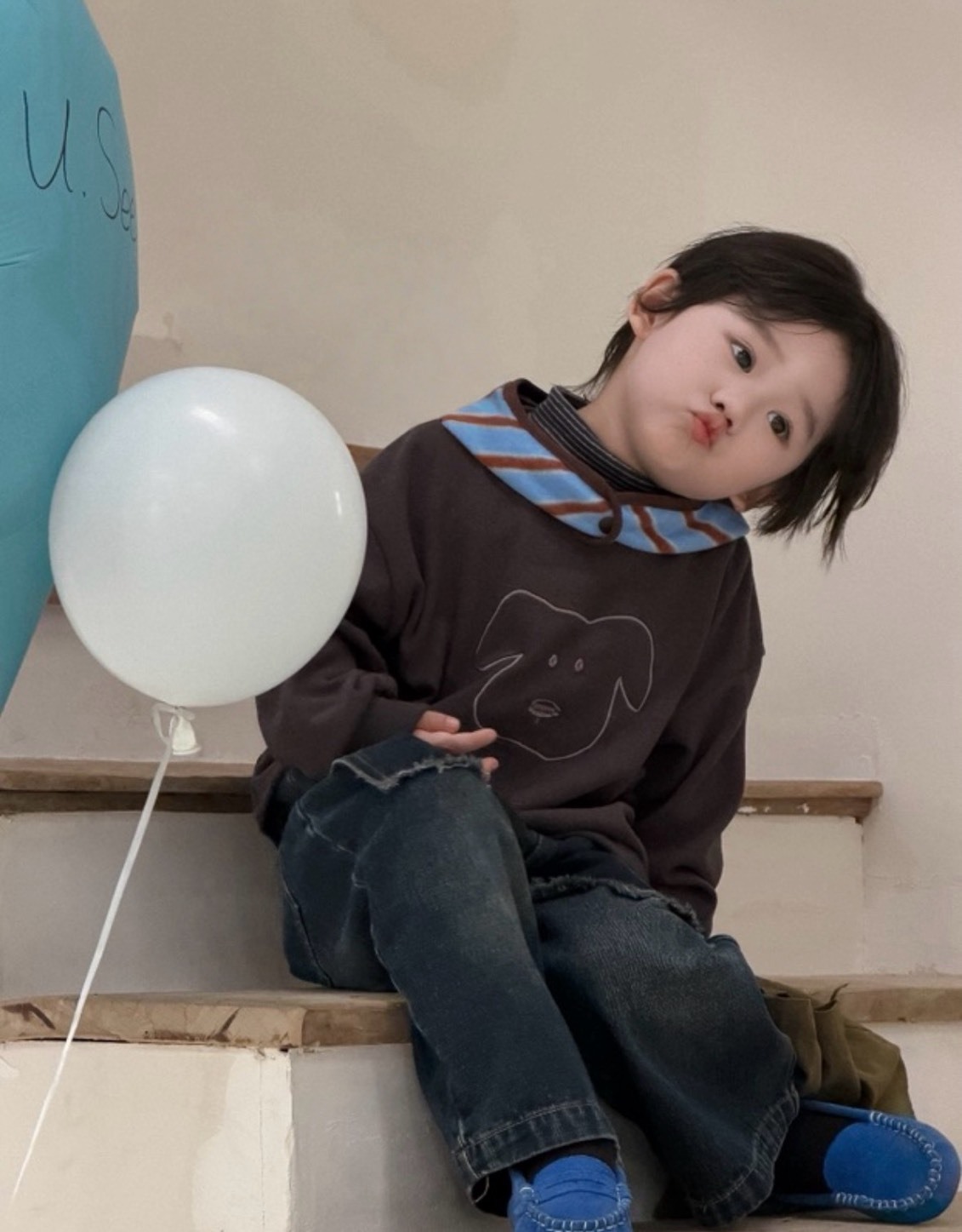 塗鴉小狗頭長袖上衣
