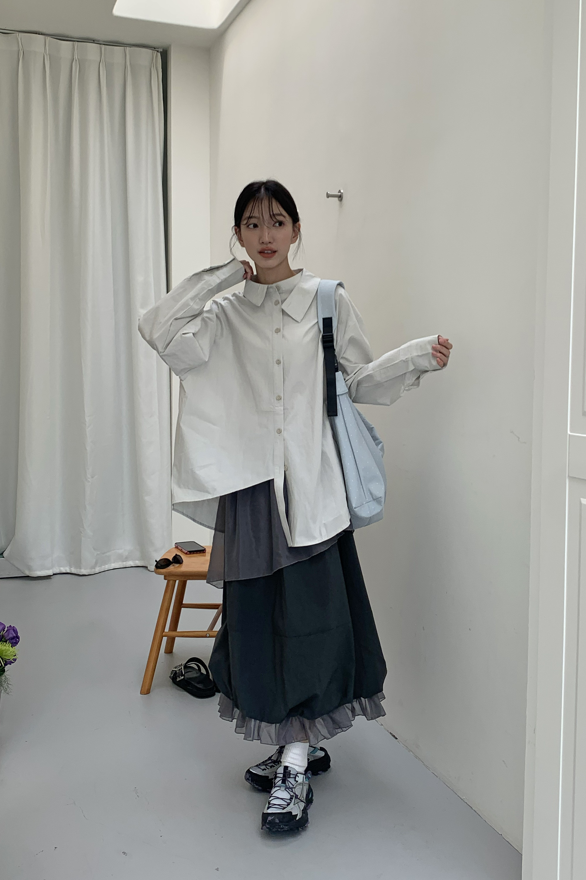 日系不規則長袖襯衫 3色