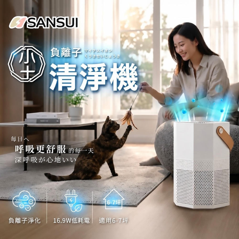 【SANSUI 山水】小十負離子空氣清淨機 SAP-10S｜適用6-7坪