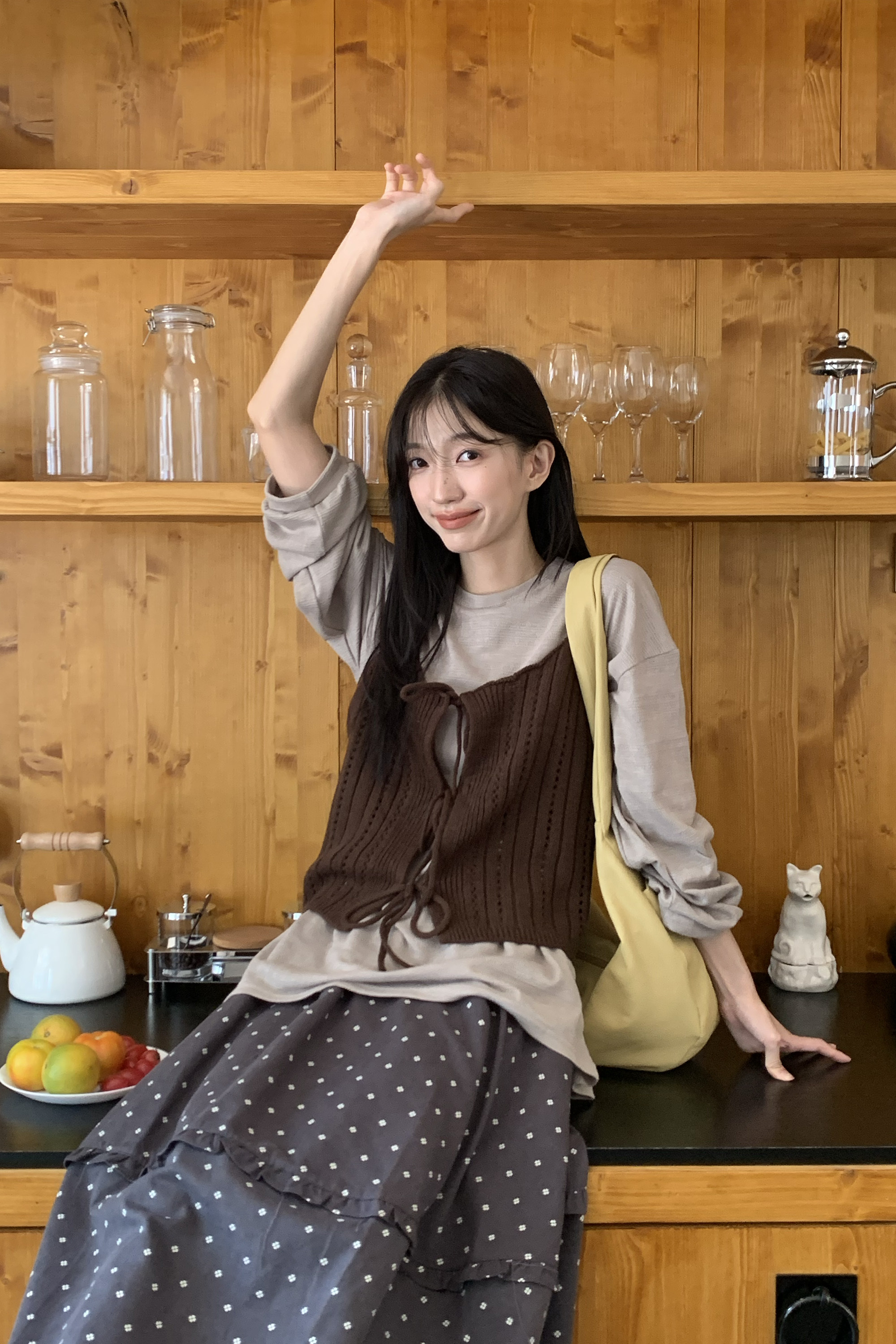 素面紋理感薄長上衣 3色