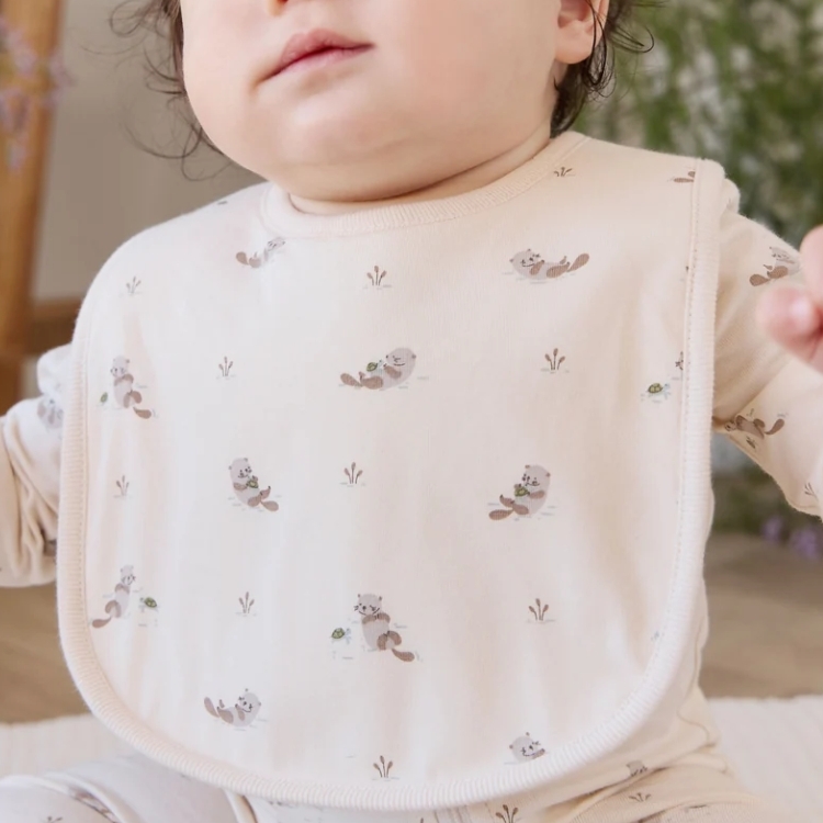（預購）JAMIEKAY 水獺有機棉圍兜 Organic Cotton Bib - Otter Buddies Tofu