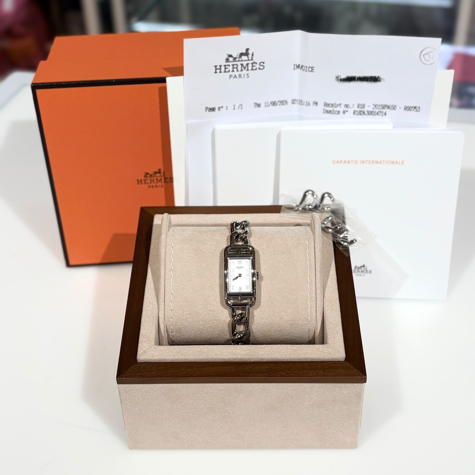 全新HERMES手錶 W404978WW00 Nantucket watch, Small model, 29 mm 銀色白面 #BRAND NEW #香榭站正品