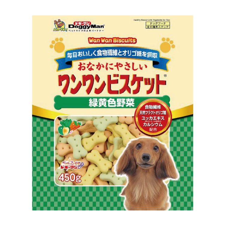 Doggyman 黃綠色野菜骨形狗餅乾（450g）(DYM-9939)