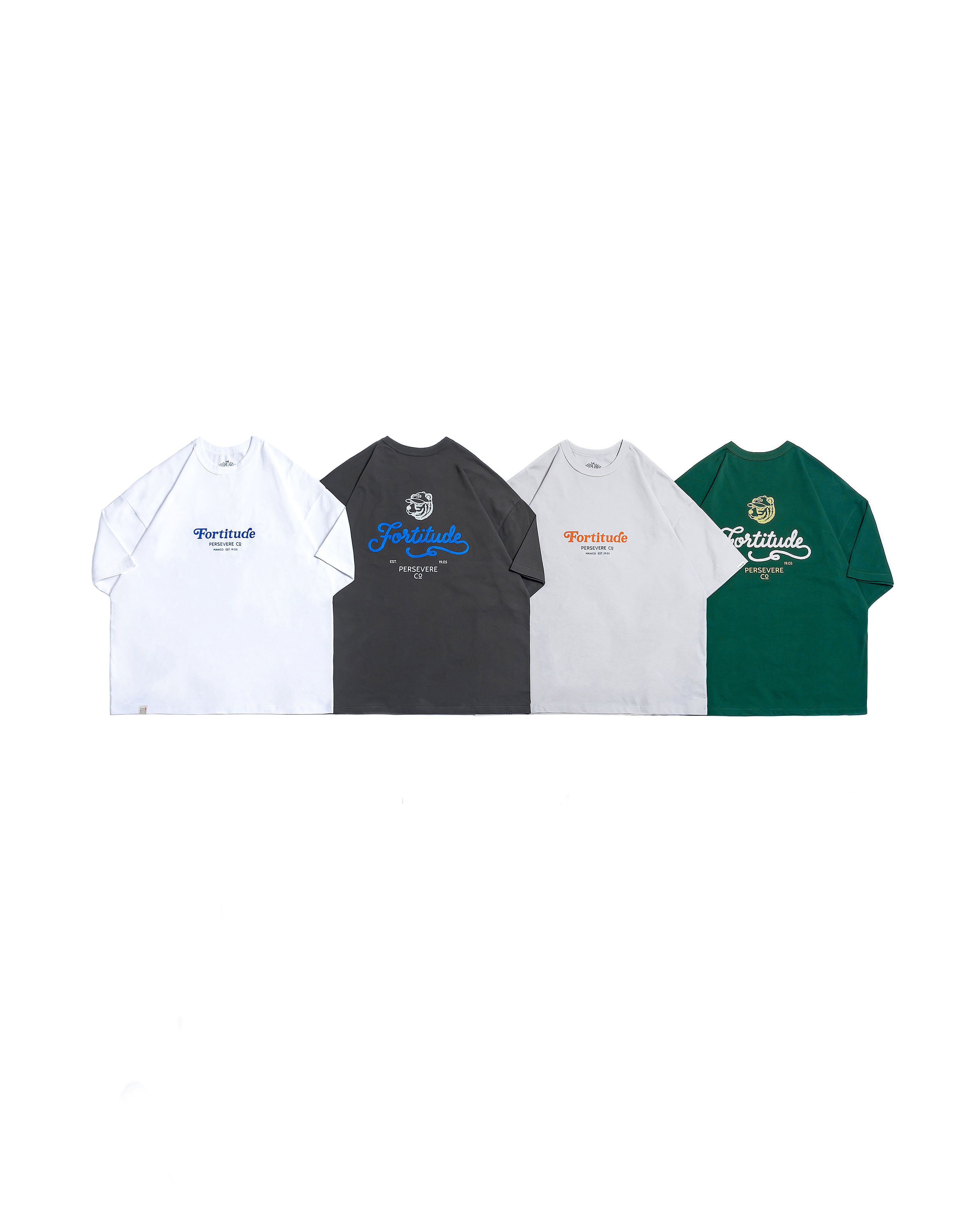 PERSEVERE CHAIN-STITCH EMBROIDERED LETTERING T-SHIRT 鎖鏈繡字型復古棕熊圖像T恤