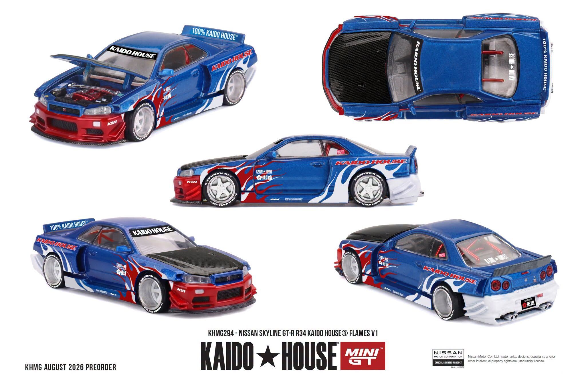 [預訂] MINI GT x Kaidohouse #294 日產Nissan Skyline GT-R R34 Kaido House Flames V1