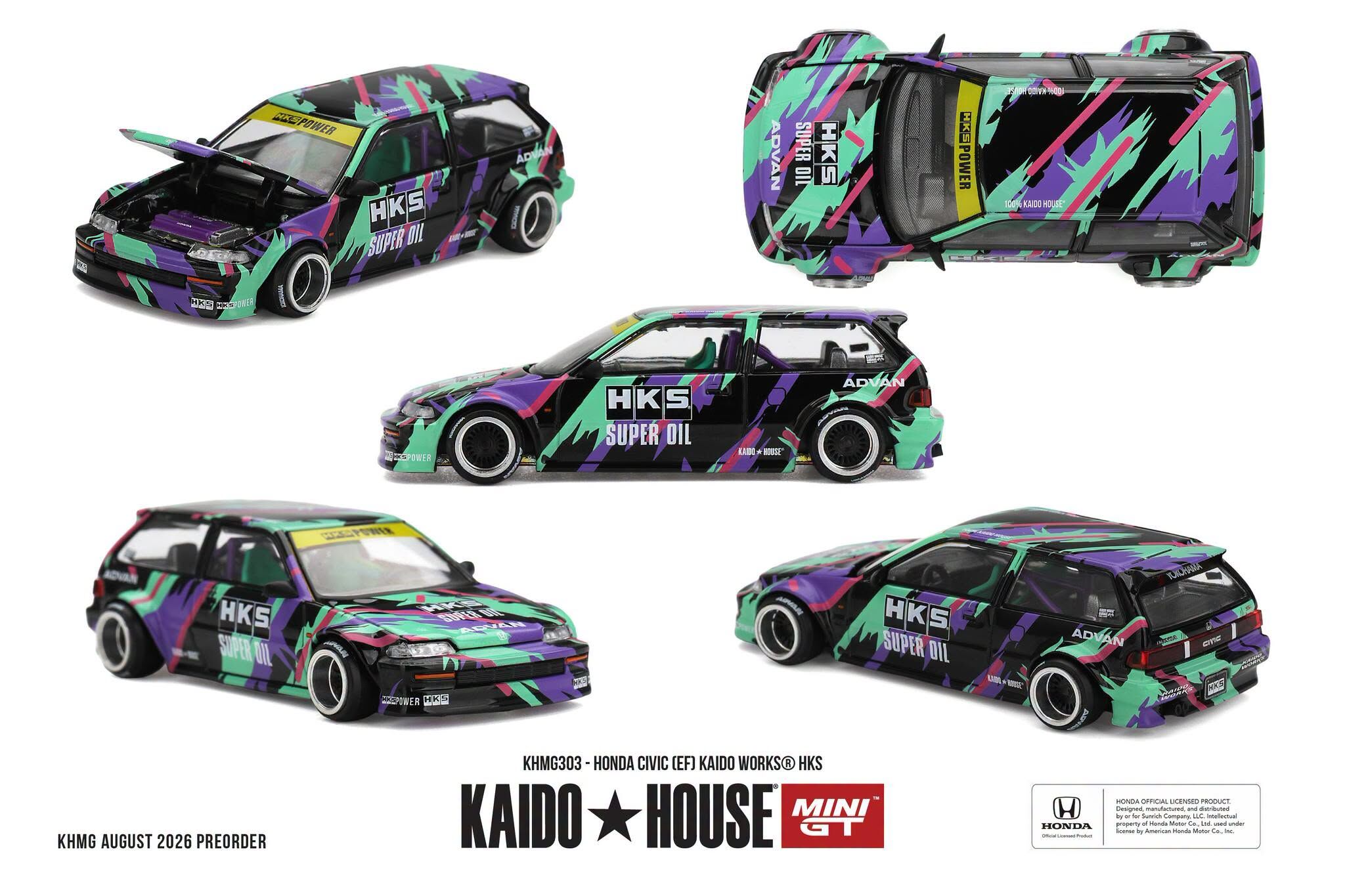 [預訂] MINI GT x Kaidohouse #303 本田Honda Civic (EF) Kaido Works HKS