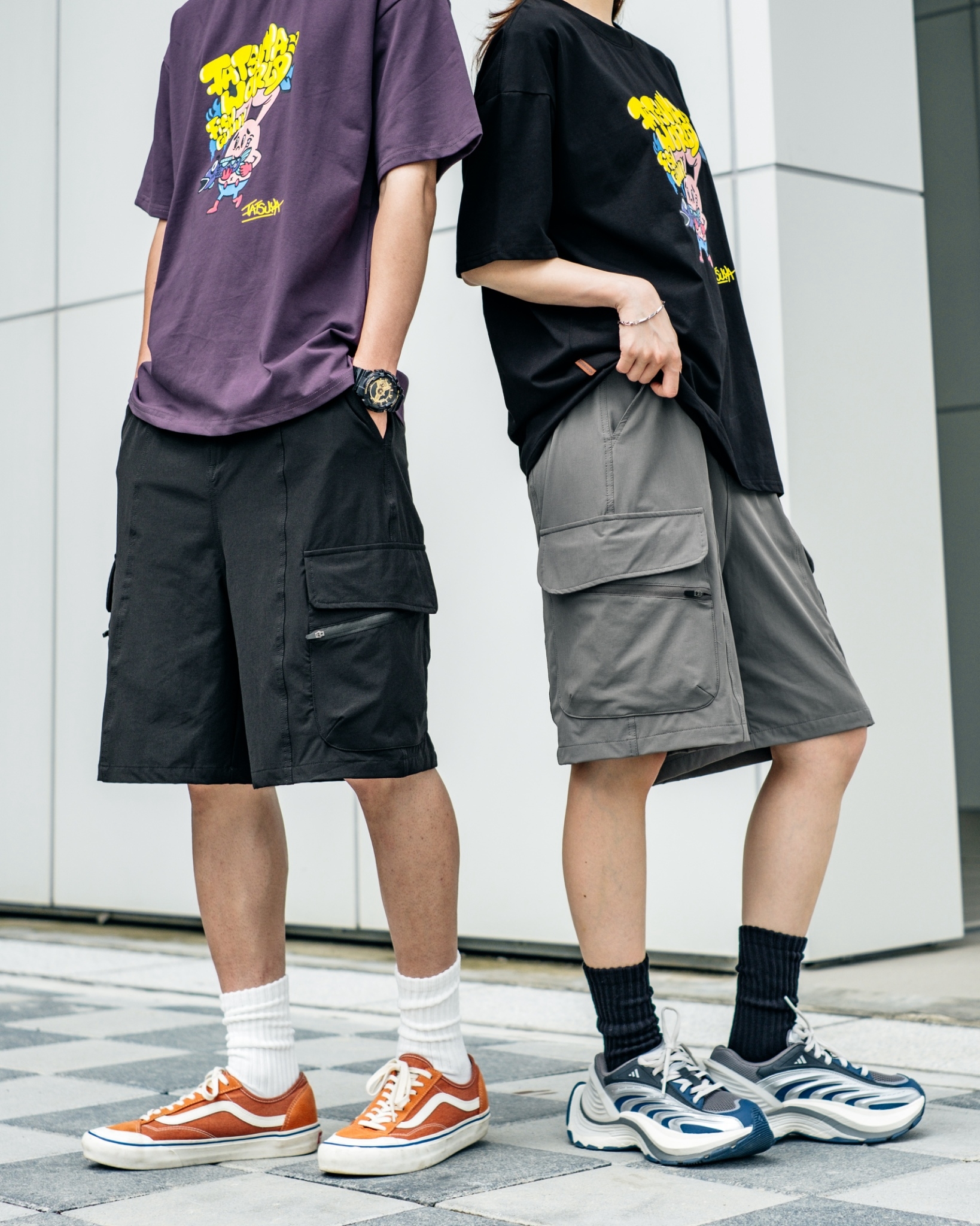 #預購 SBG 斜口袋拉鍊彈力短褲 SB5022 兩色