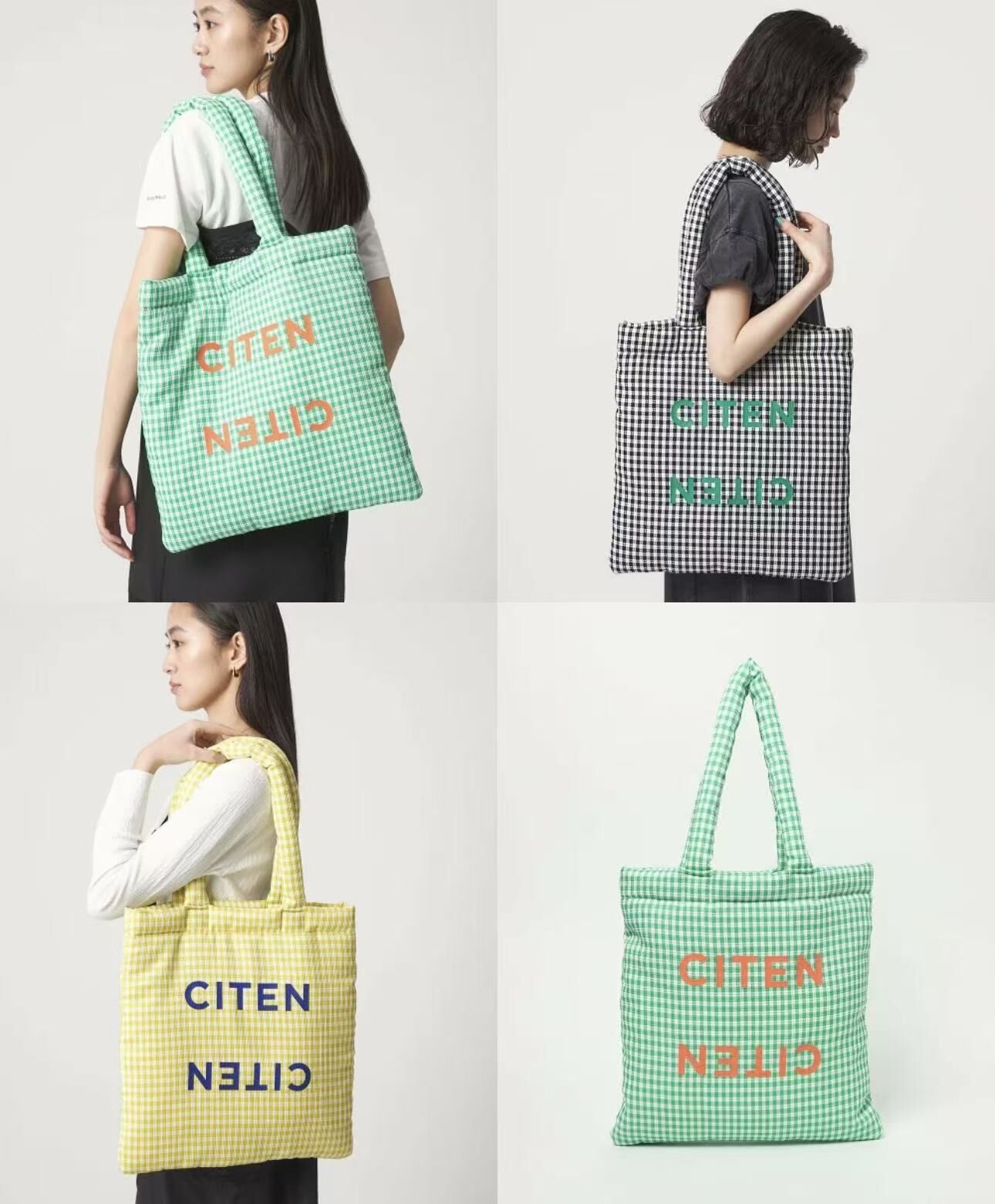 【預購】JM081309 CITEN 經典格紋 LOGO 托特包