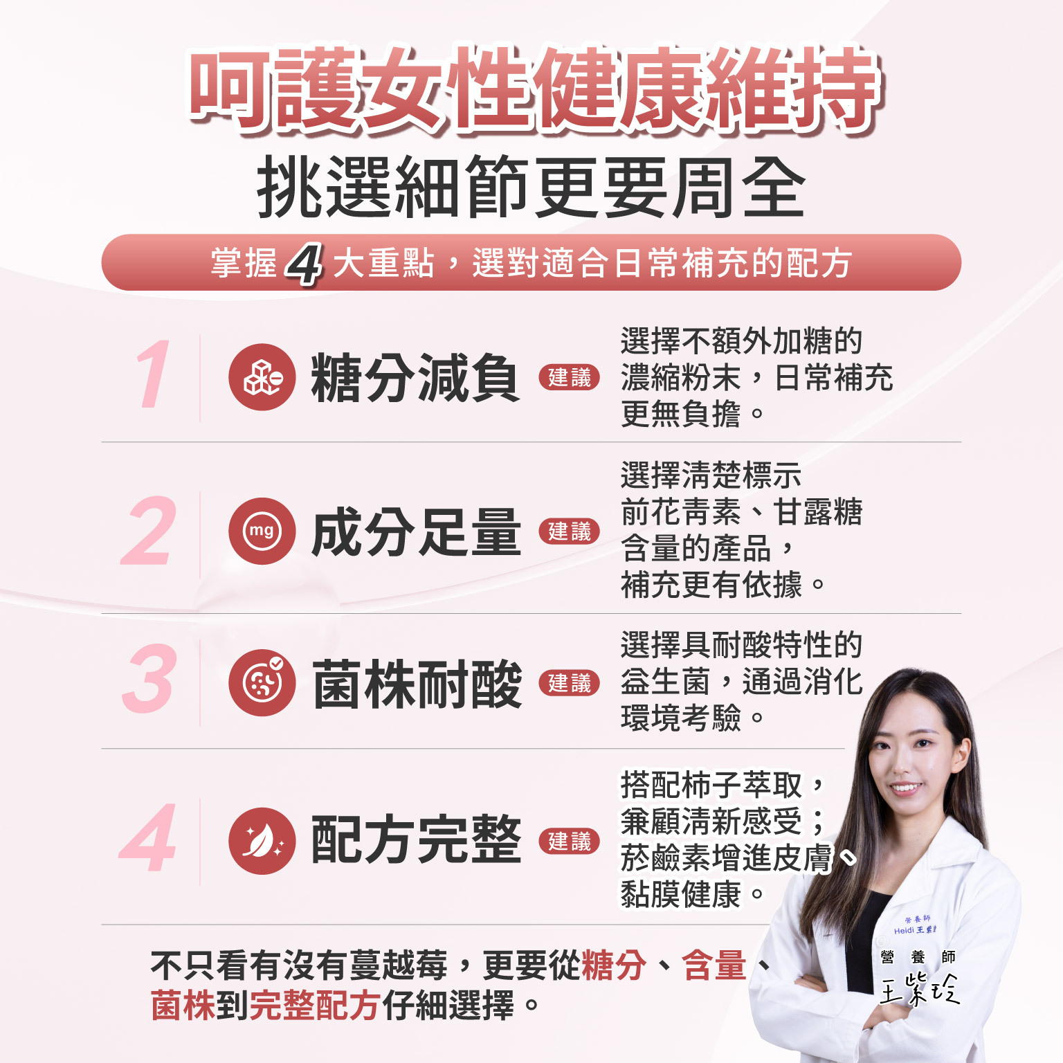 科立健淨好莓,呵護女性健康維持,挑選細節更要周全,掌握 4 大重點,選對適合日常補充的配方