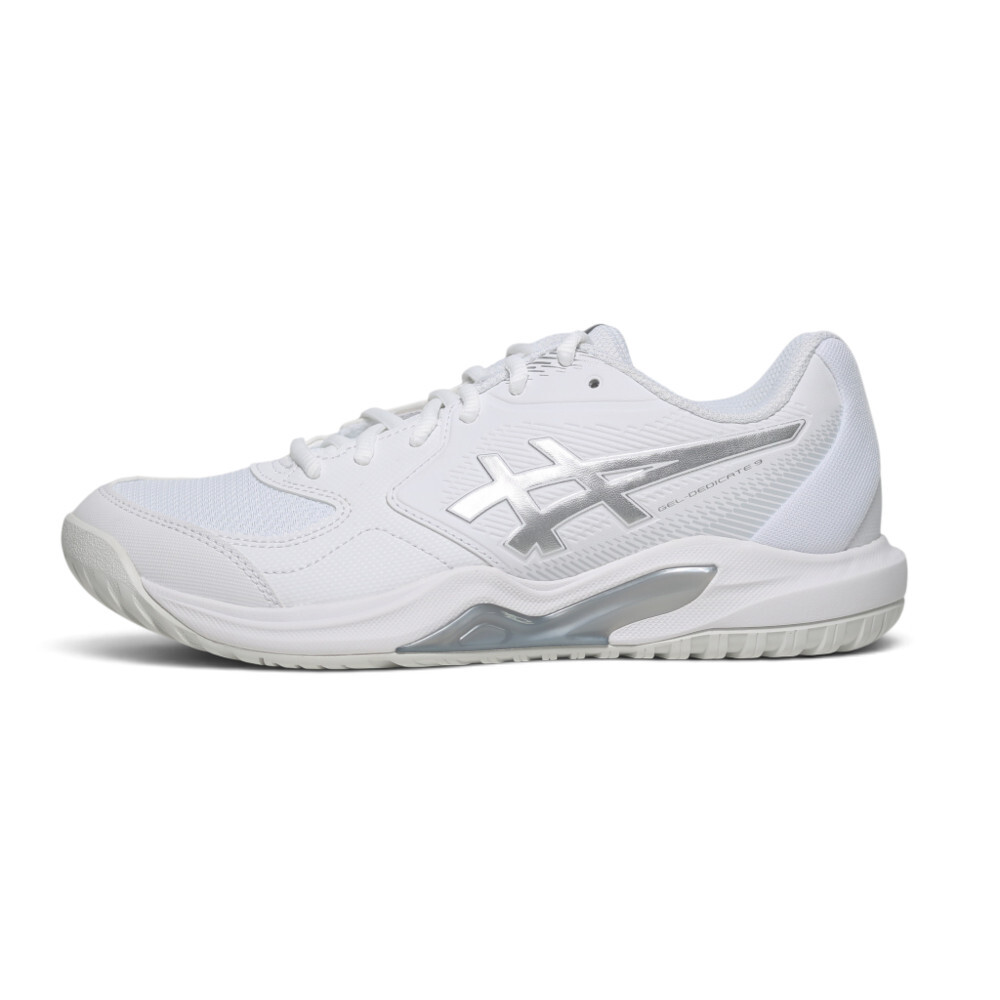 ASICS 網球鞋 GEL-DEDICATE 9 白銀 寬楦 抗扭 瞬移 女 1042A315101