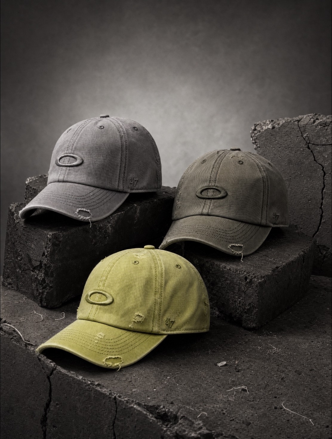 【APAIR】預購 Oakley  47 brand 水洗破壞 經典橢圓 灰 橄欖綠 青綠 老帽