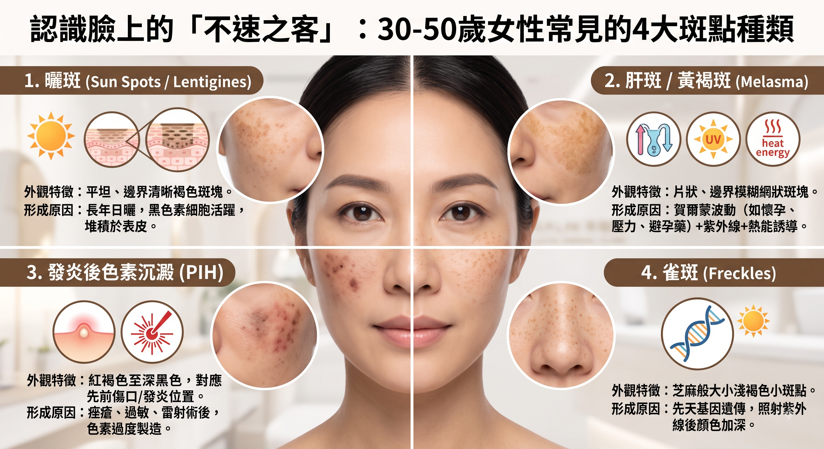 4大斑點種類與形成原因解析