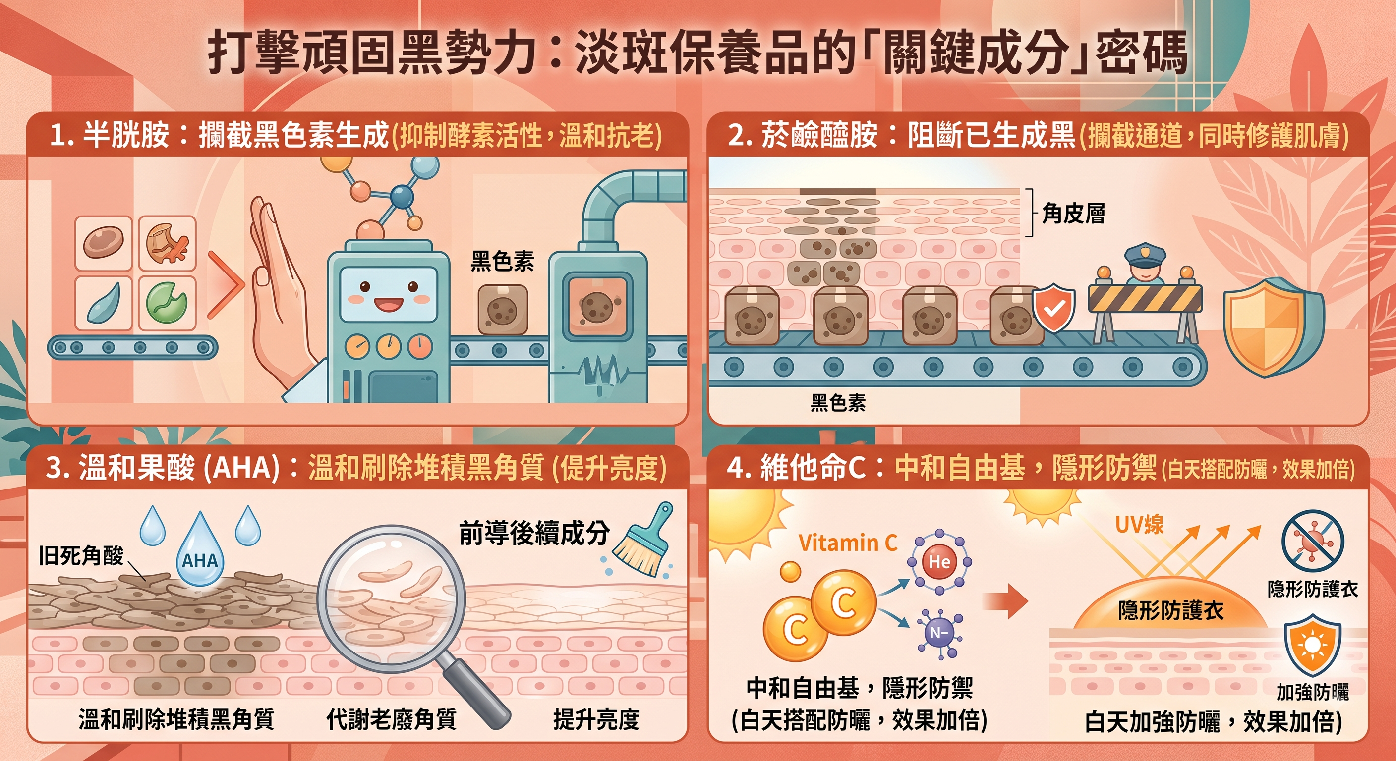 淡斑保養品關鍵成分解析