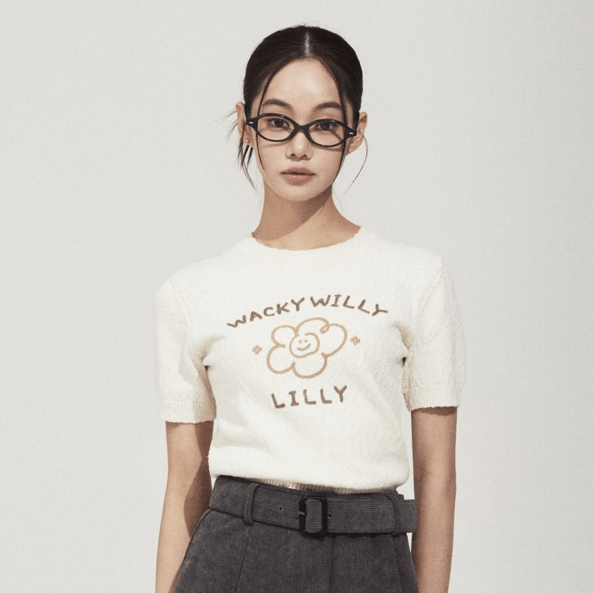 Wacky WiLLy｜Women's Big Lilly Graphic Short-Sleeve Knit [3 colors]
