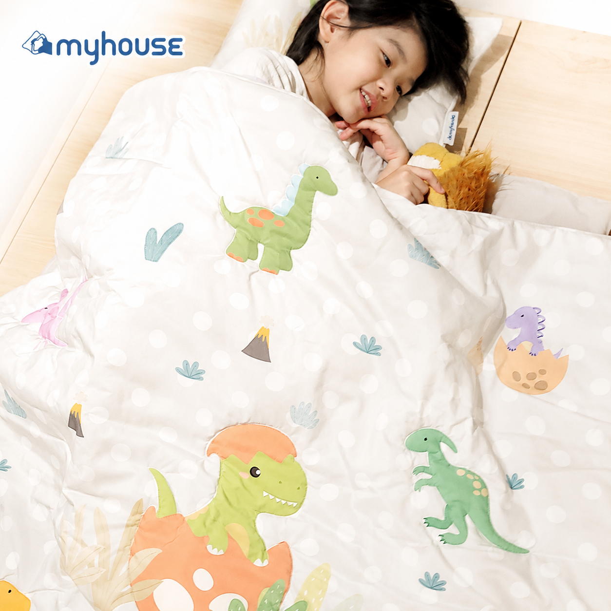 【 myhouse 】韓國攜帶式兒童防蟎睡袋三件組 | 幼兒園睡袋 - 侏儸紀公園