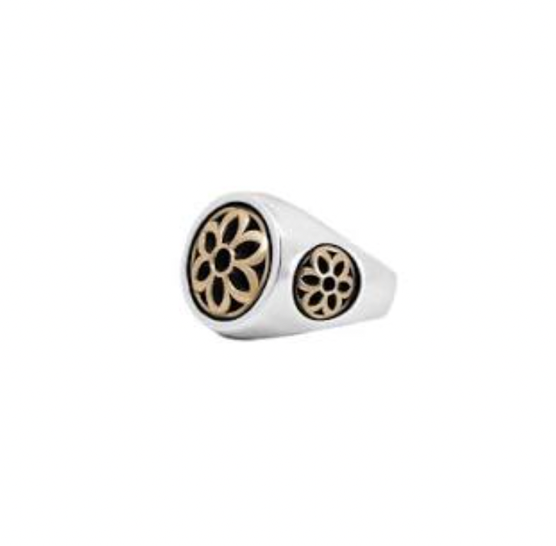 Club Ring, Two Tone (Sterling silver, 22K gold)