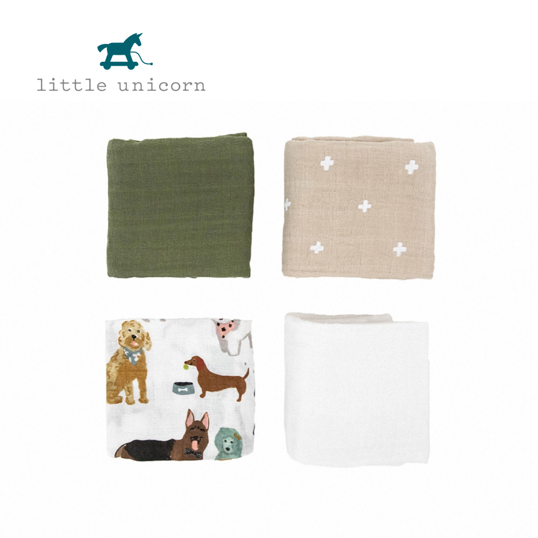 Little Unicorn 純棉紗布方巾四入組 (多款可選)