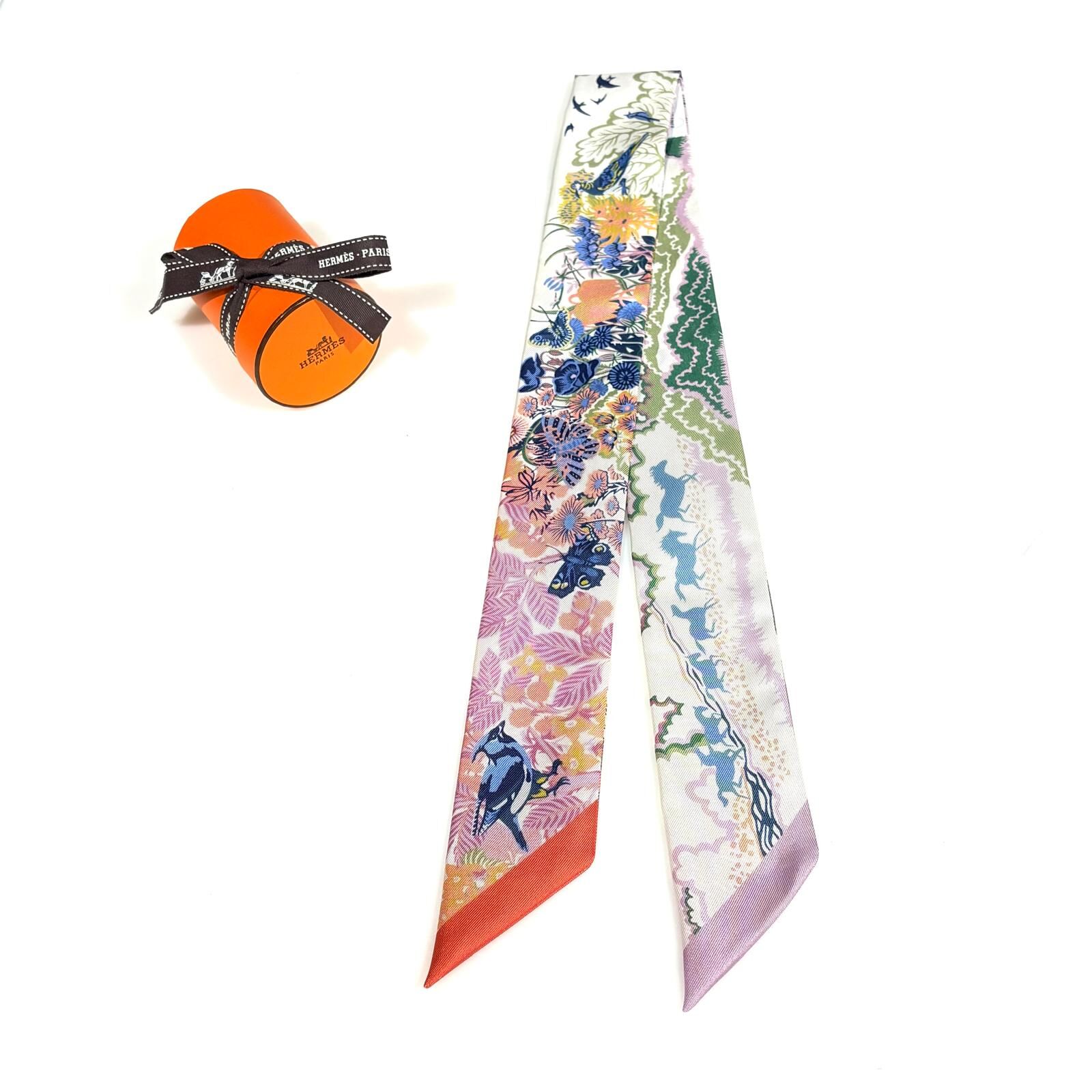 全新HERMES TWILLY  H064297S 02 白底燕子圖案 Rewilding Nature Twilly  #BRAND NEW #香榭站正品