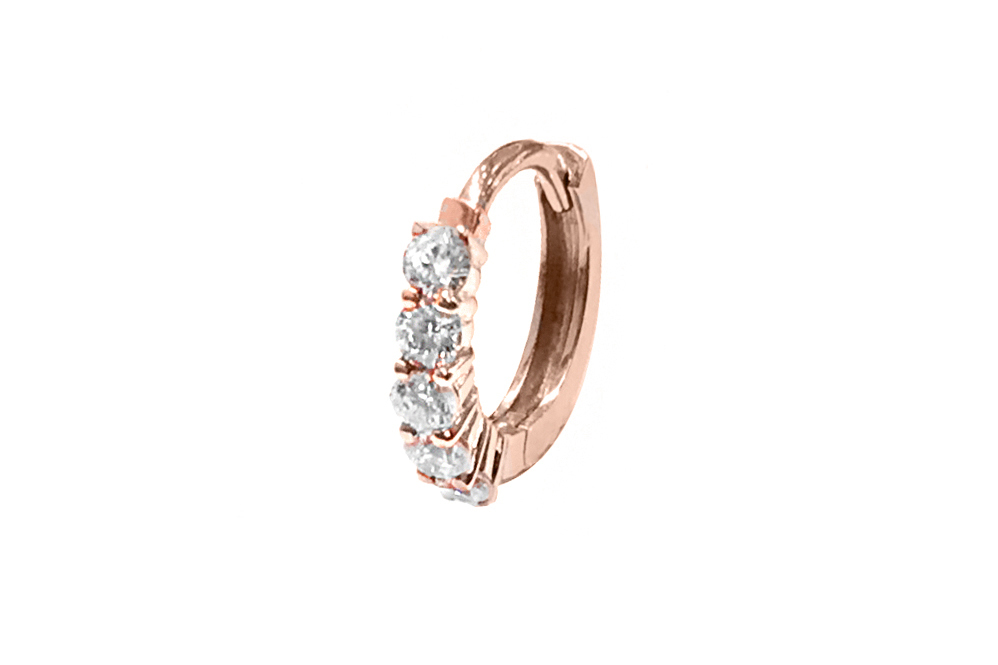 < Real Diamond > 14K Gold Hoop Earrings #601