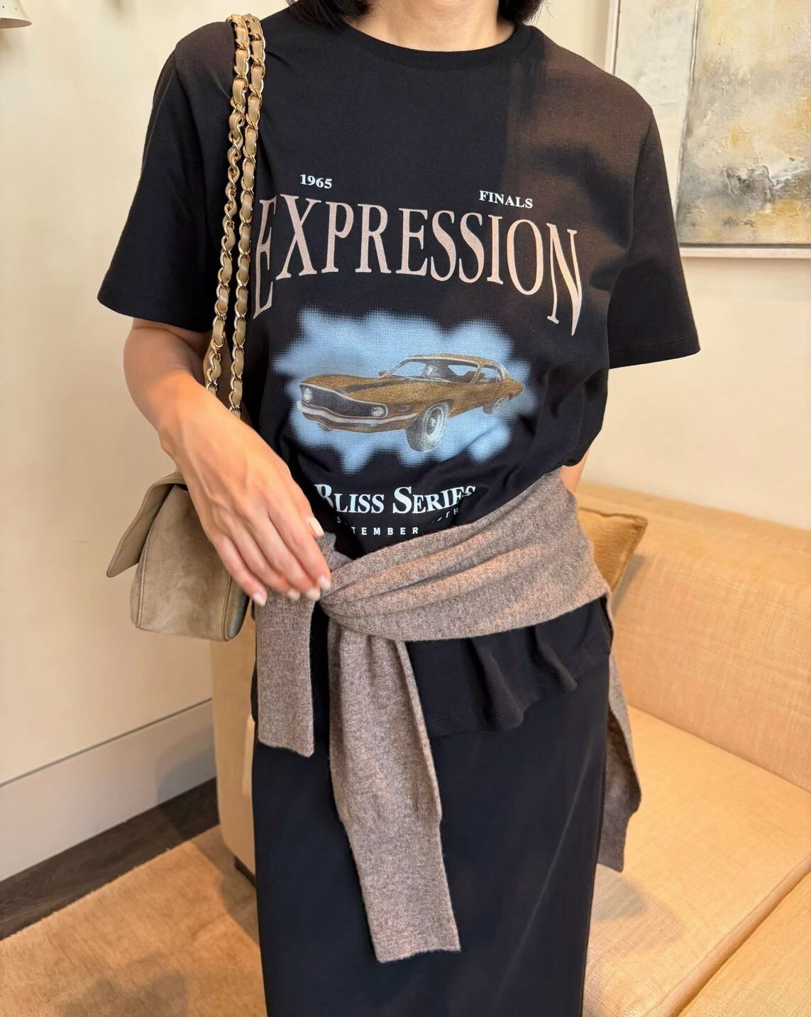 EXPRESSION字母復古車車圓領棉TEE / 2色