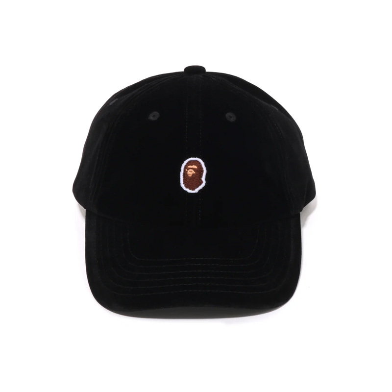 BAPE 經典刺繡猿人頭標誌 天鵝絨 老帽 帽子 黑 1L80180005-BK [台灣現貨]