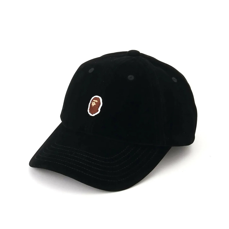 BAPE 經典刺繡猿人頭標誌 天鵝絨 老帽 帽子 黑 1L80180005-BK [台灣現貨]