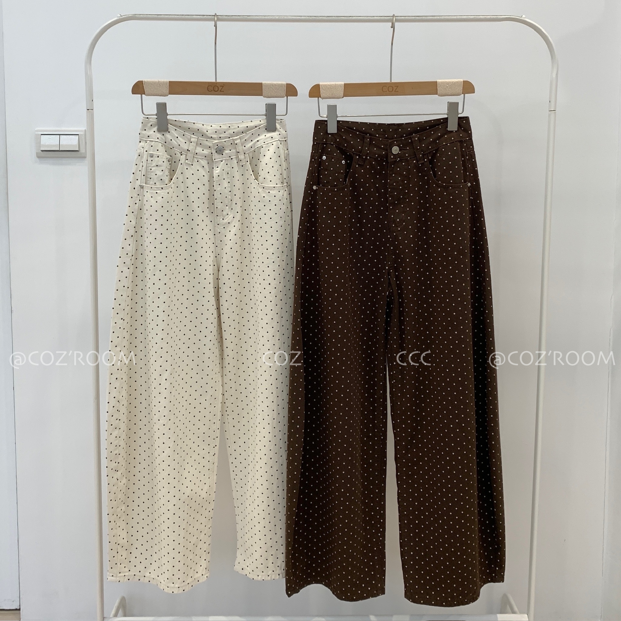 一定要有的101cm可愛波點牛仔彎刀褲 SML (2色) _66516