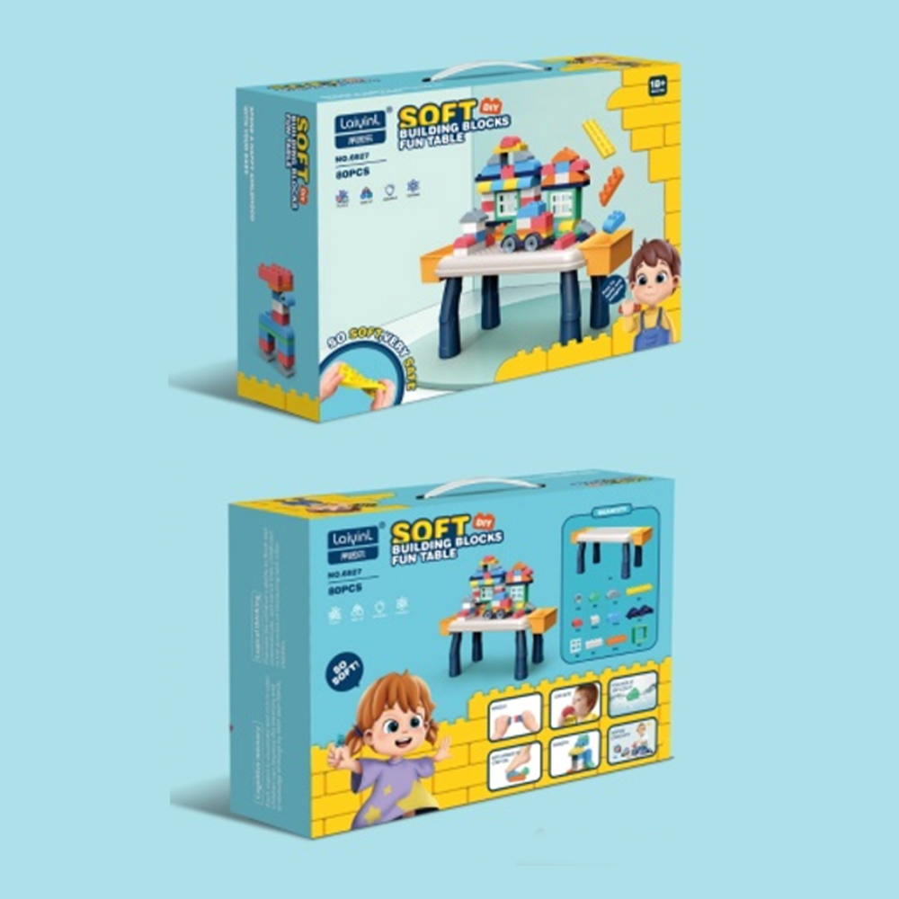 【 nunutoys 】動物軟膠積木桌 80PCS