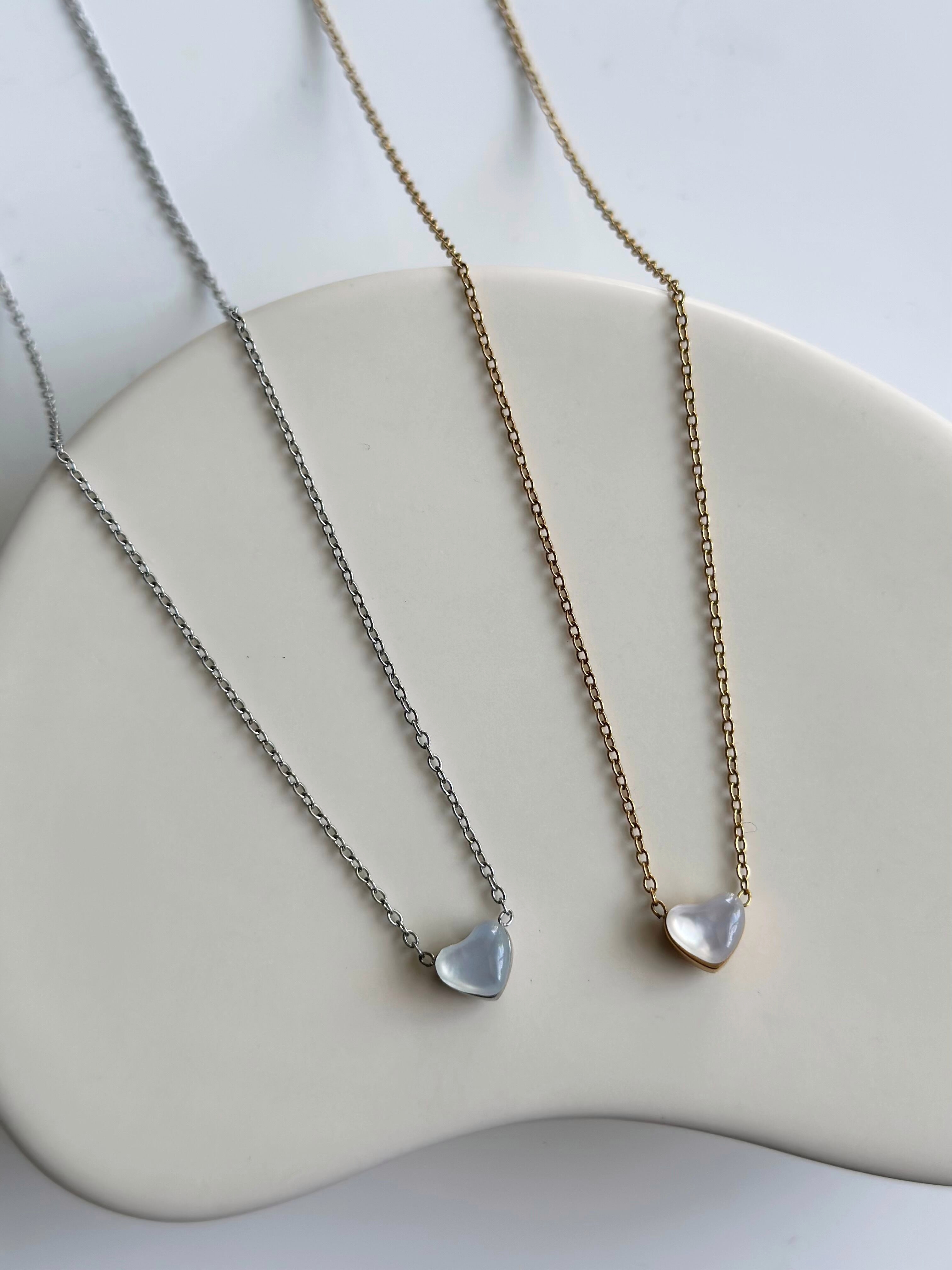 SS crystal heart necklace