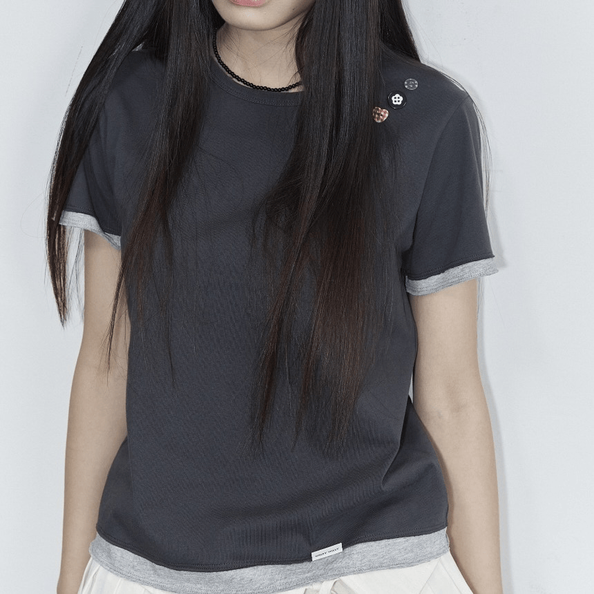 涼感🧊✨ Wacky WiLLy｜Women's Layered Button Short-Sleeve T-Shirt [2 colors] WW238