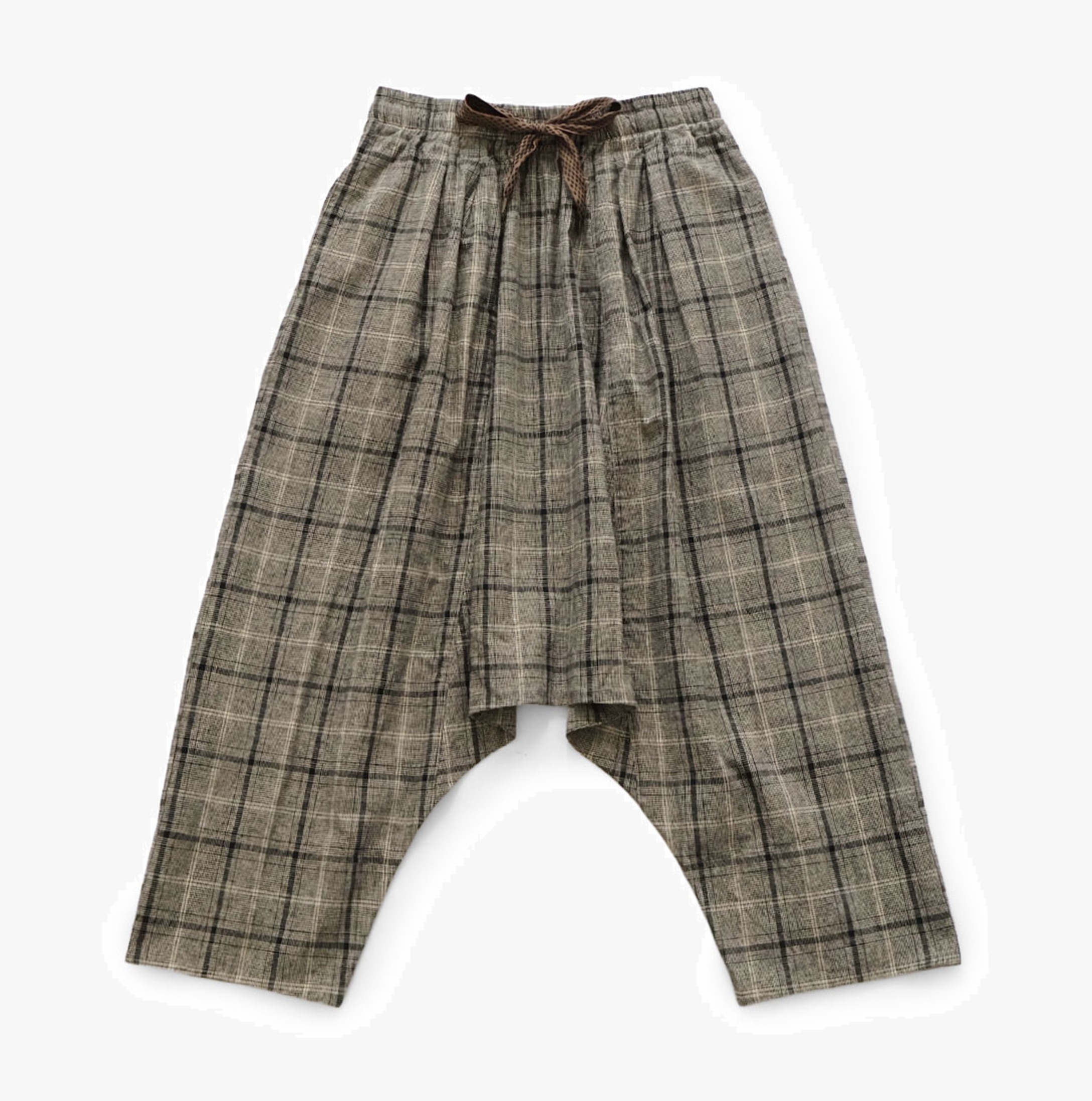 KAPITAL Cotton-linen glen check sarouel easy pants - PRE ORDER ITEM (預訂中)