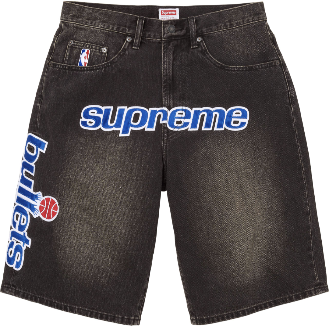 Supreme × Mitchell & Ness SS26 Bullets Baggy Denim Short牛仔褲