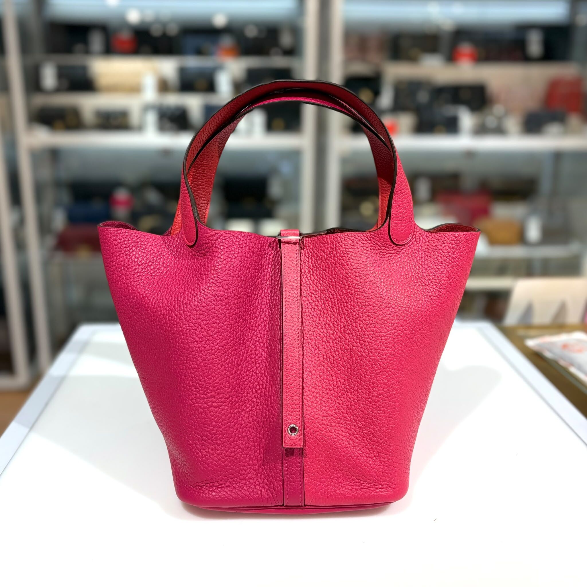 全新HERMES PICOTIN 22 拼色桃紅拼粉TC皮 銀扣 H082380CK #P22 #BRAND NEW #香榭站正品