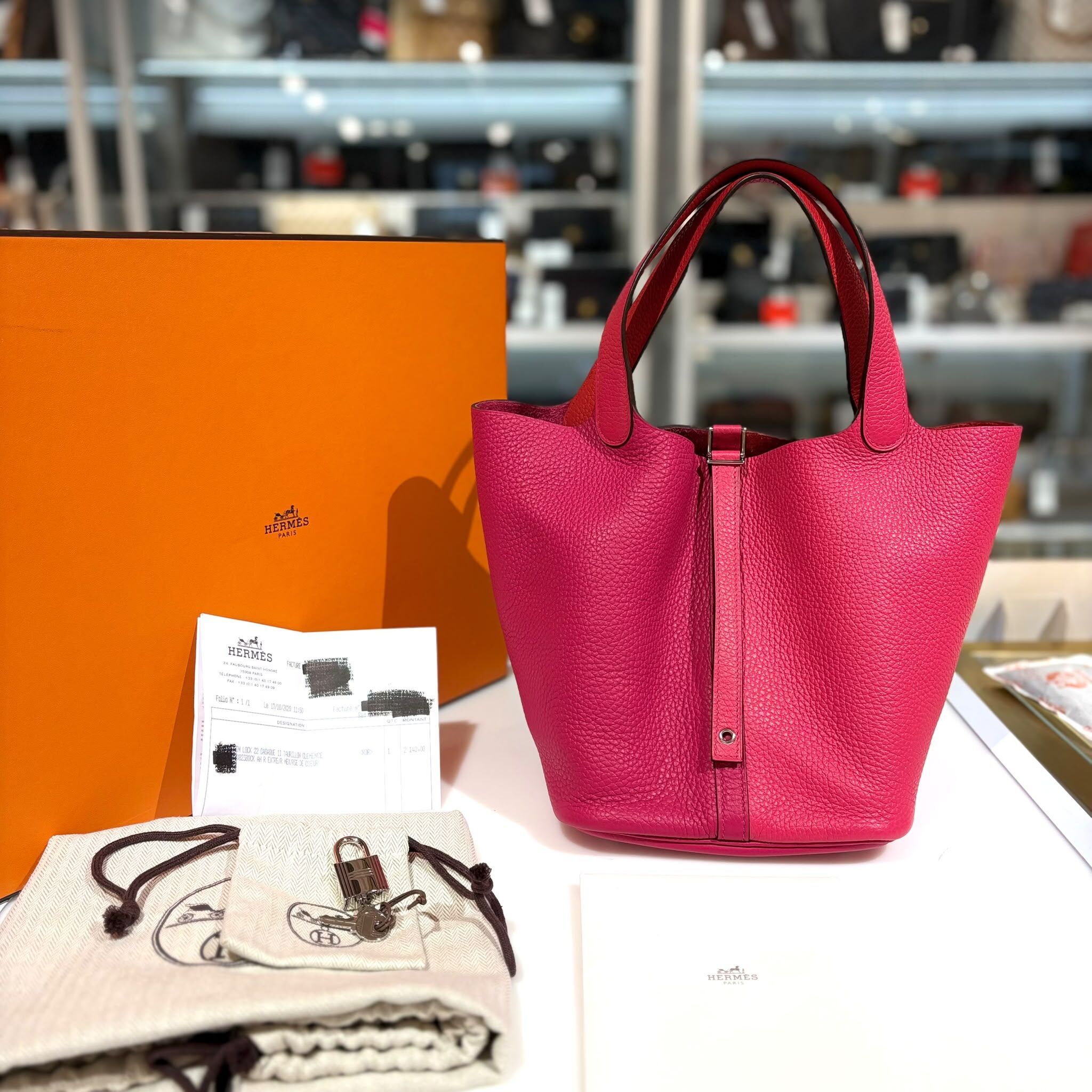全新HERMES PICOTIN 22 拼色桃紅拼粉TC皮 銀扣 H082380CK #P22 #BRAND NEW #香榭站正品