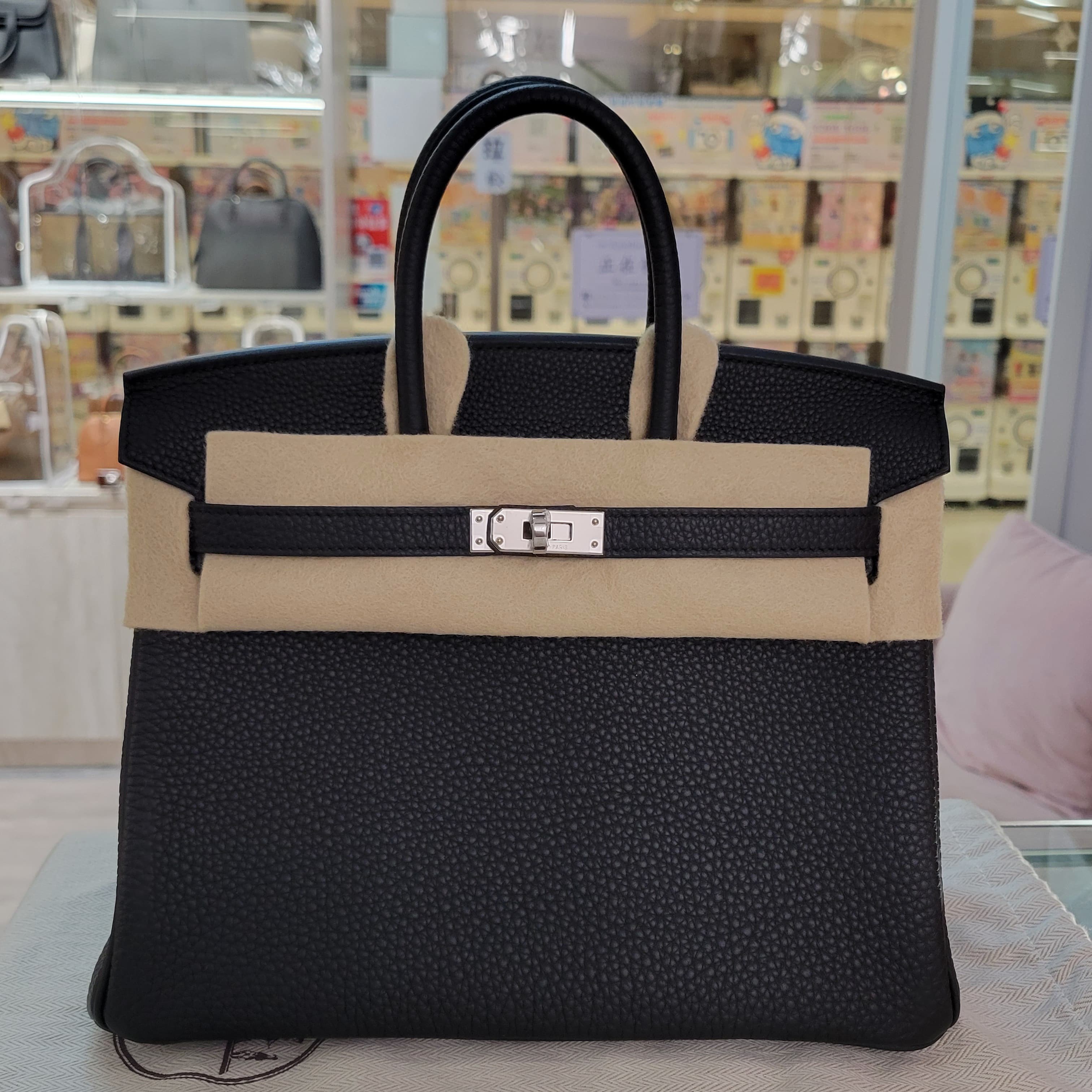 HERMES Birkin 25 noir CK TOGO 黑銀