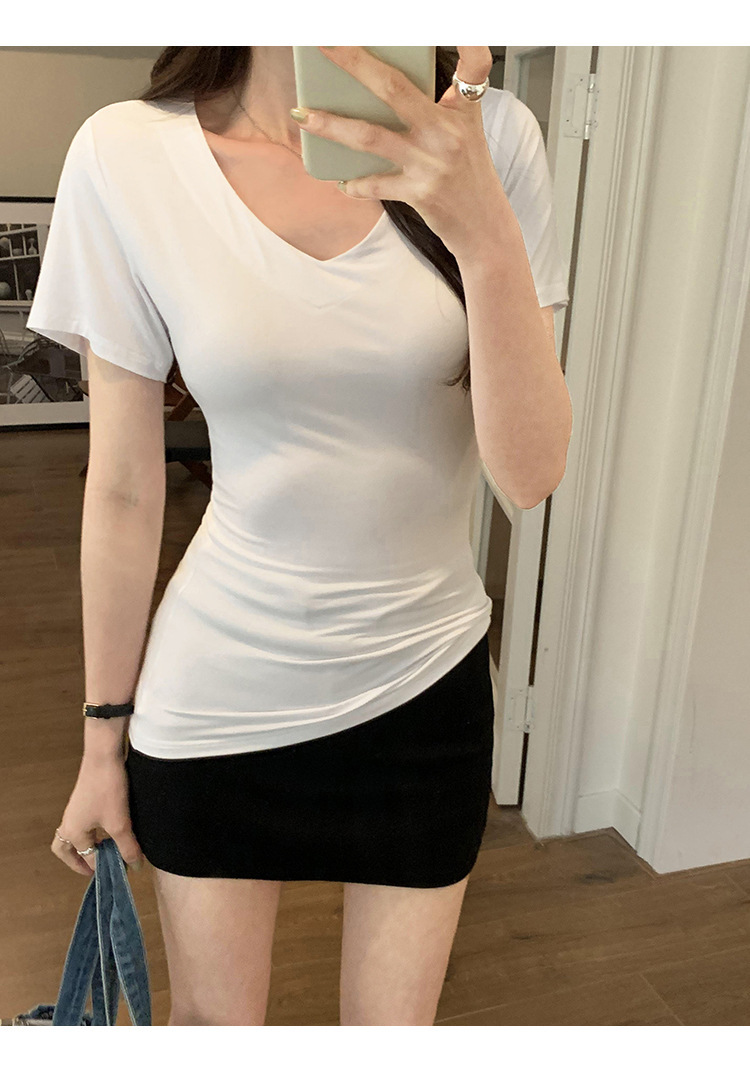 超好看! V領百搭短袖T-SHIRT (黑/白/灰)