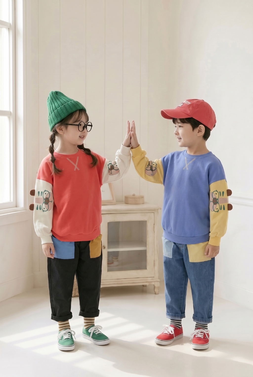 正韓秋Orangemom 兩色老虎拼袖上衣