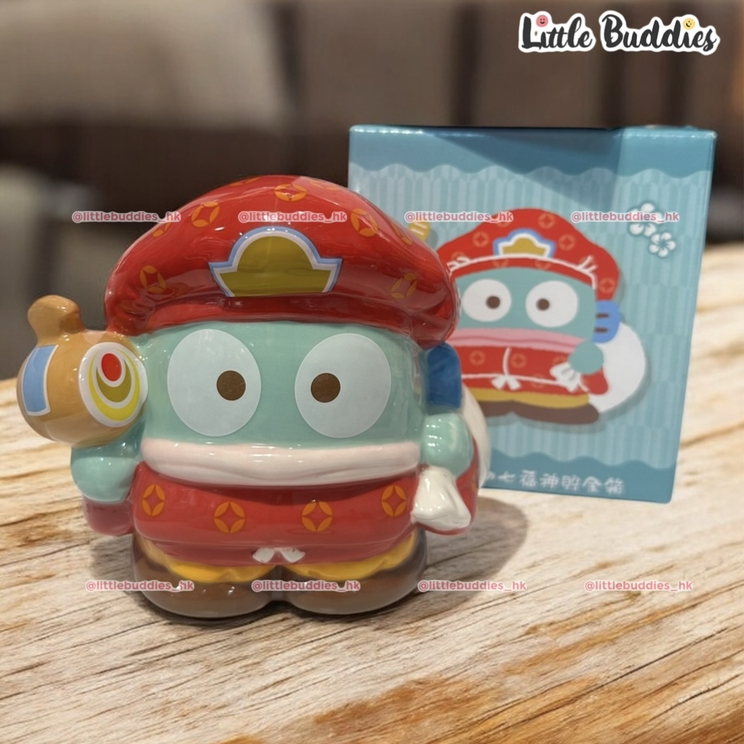 日本 Sanrio Hangyodon 水怪 七福神造型陶瓷存錢筒 / 錢罌