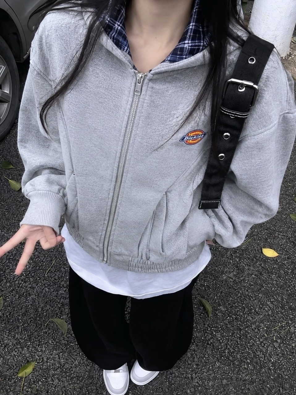 (預購）Dickies 格紋線條連帽外套 拉鍊 撞色 格子 寬鬆
