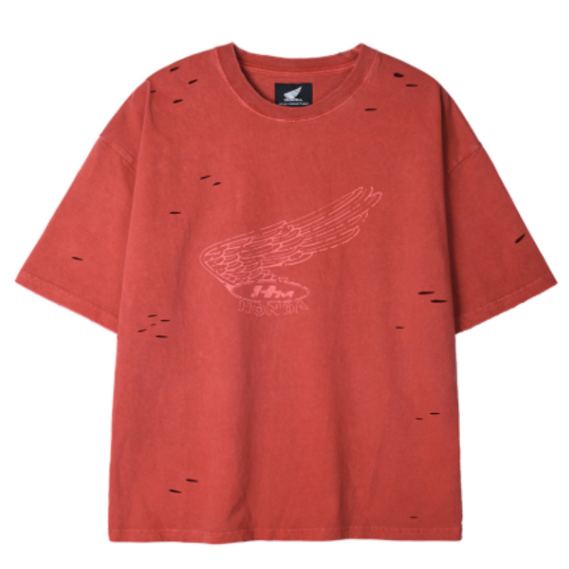【代購】HONDA PHYPS MOTORCYCLE Pigment Demage Single Logo 復古做舊單LOGO短袖T恤