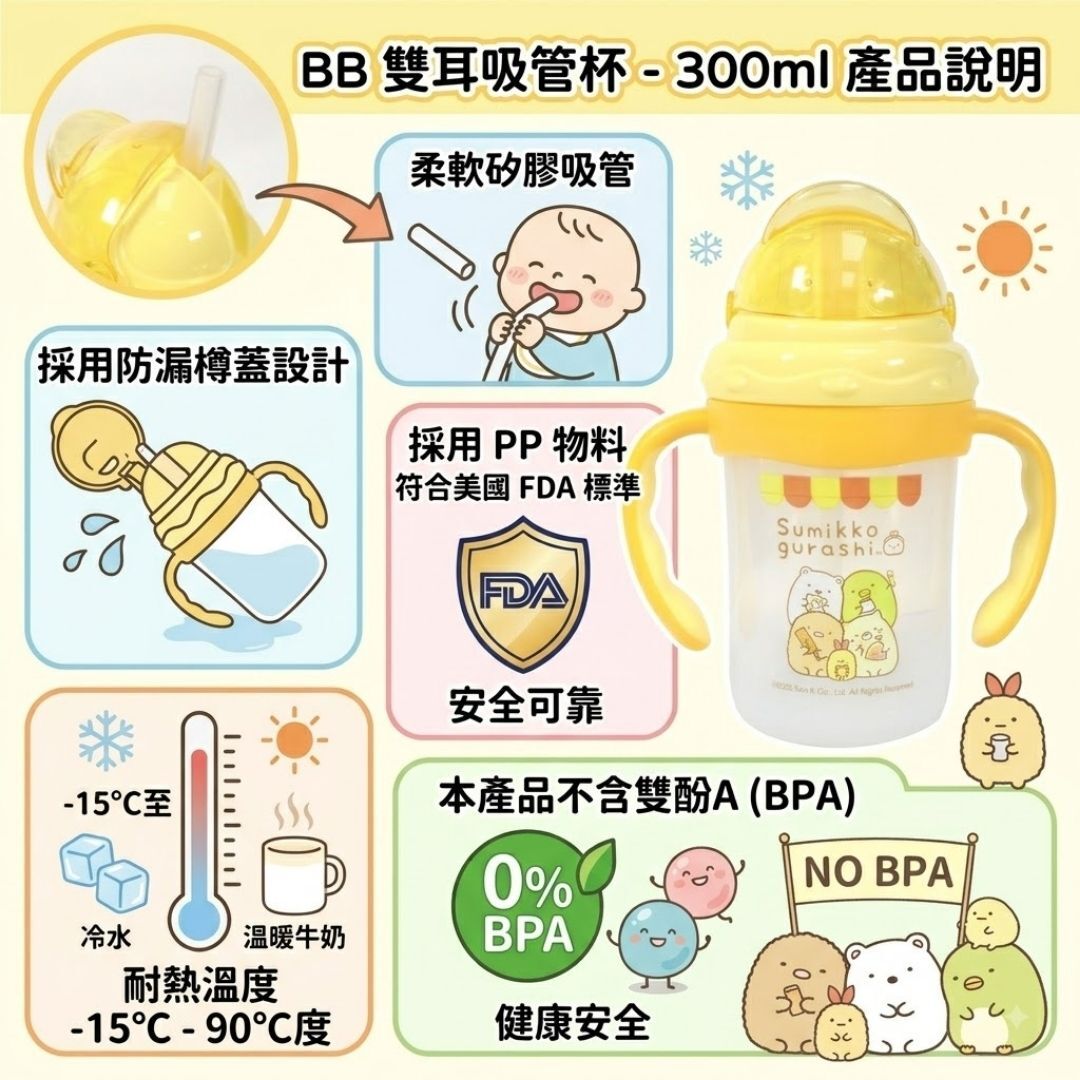 角落生物 雙耳吸管BB杯 水樽