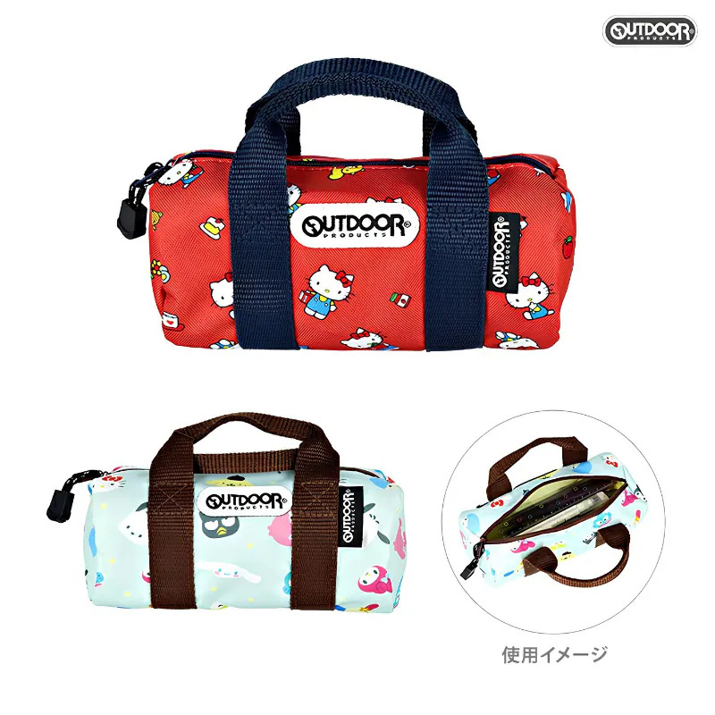 日本 Sanrio x Outdoor 經典圓桶形手提小物袋/ 波士頓款筆袋